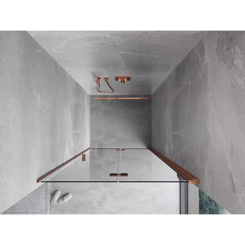 Mexen Mist-F Duschfaltwand rechts 90 cm, transparent, gebürstetes Kupfer - 8A6-090-000-65-00-P