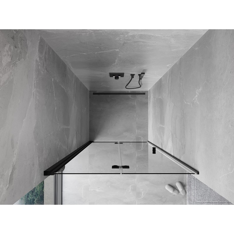 Mexen Mist-F Falttür Duschabtrennung links 85 cm, transparent, schwarz - 8A6-085-000-70-00-L
