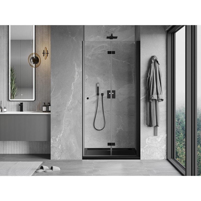 Mexen Mist-F Duschfaltwand rechts 75 cm, transparent, schwarz - 8A6-075-000-70-00-P
