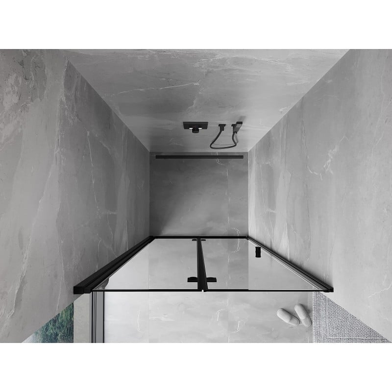 Mexen Mist-F faltbare Duschkabinentür links 75 cm, schwarzer Rahmen, schwarz - 8A6-075-000-70-70-L
