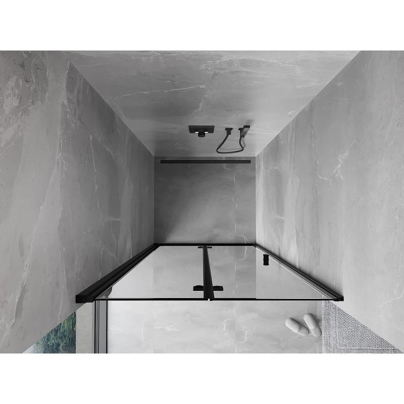 Mexen Mist-F faltbare Duschkabinentür links 80 cm, schwarzer Rahmen, schwarz - 8A6-080-000-70-70-L