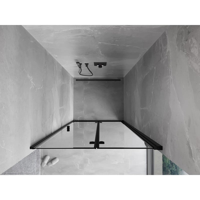 Mexen Mist-F faltbare Duschkabinentür rechts 70 cm, schwarzer Rahmen, schwarz - 8A6-070-000-70-70-P