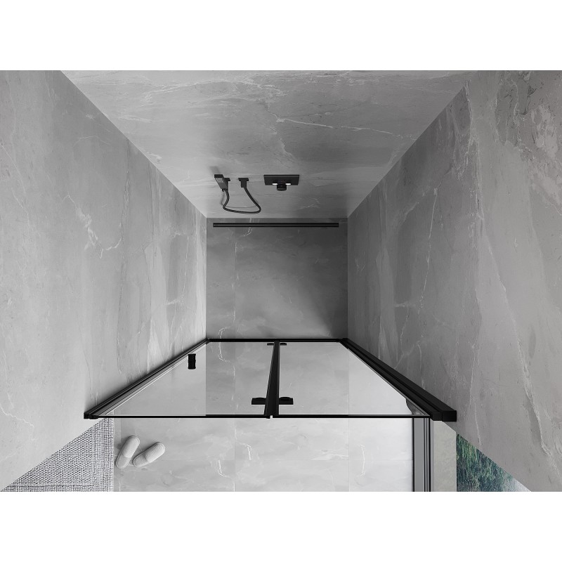 Mexen Mist-F Falttür für Dusche rechts 75 cm, schwarzer Rahmen, schwarz - 8A6-075-000-70-70-P