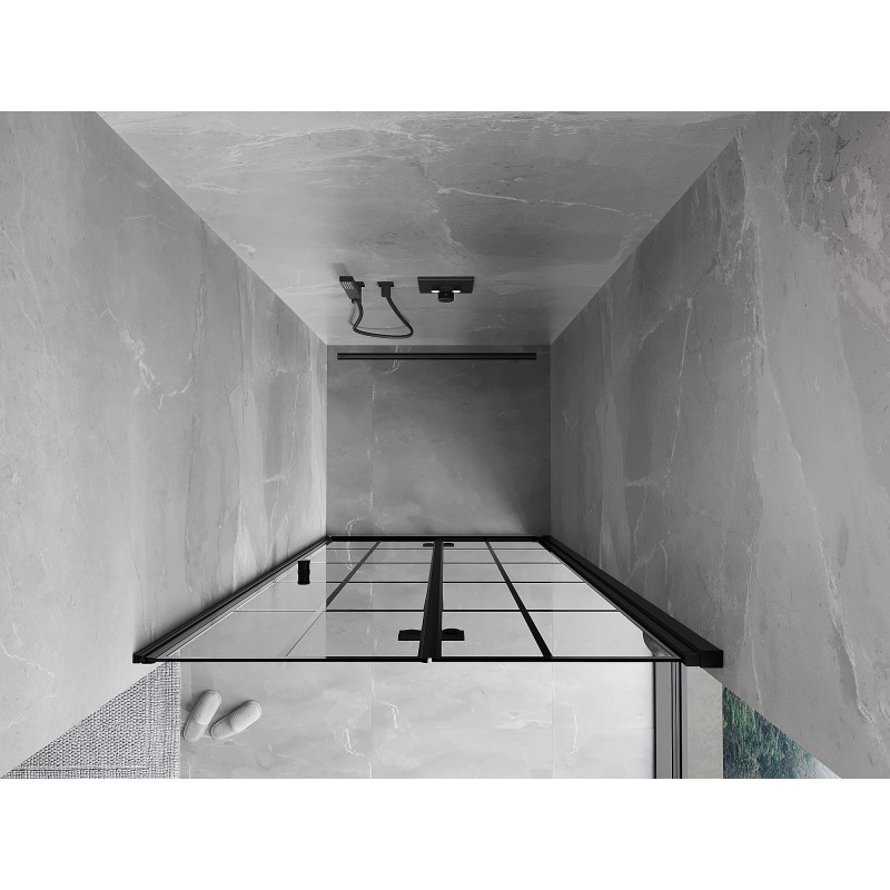 Mexen Mist-F Klappduschwand rechts 70 cm, schwarzes Gitter, schwarz - 8A6-070-000-70-77-P