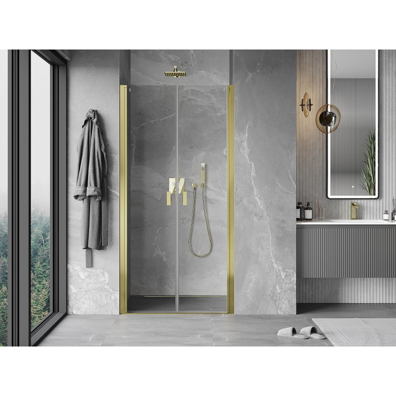 Mexen Mist Duschdreh­tür 120 cm, transparent, gold - 8A7-120-000-50-00
