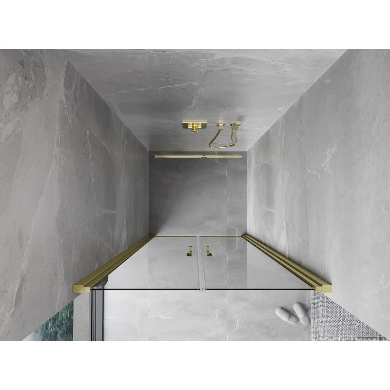 Mexen Mist Duschdreh-Tür 90 cm, transparent, gebürstetes Gold - 8A7-090-000-55-00