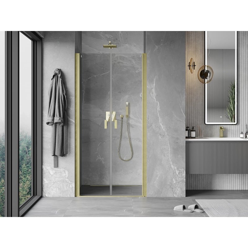 Mexen Mist Duschdrehtüren 110 cm, transparent, gold gebürstet - 8A7-110-000-55-00
