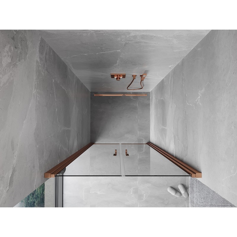 Mexen Mist Duschpendeltür 80 cm, transparent, gebürstetes Kupfer - 8A7-080-000-65-00