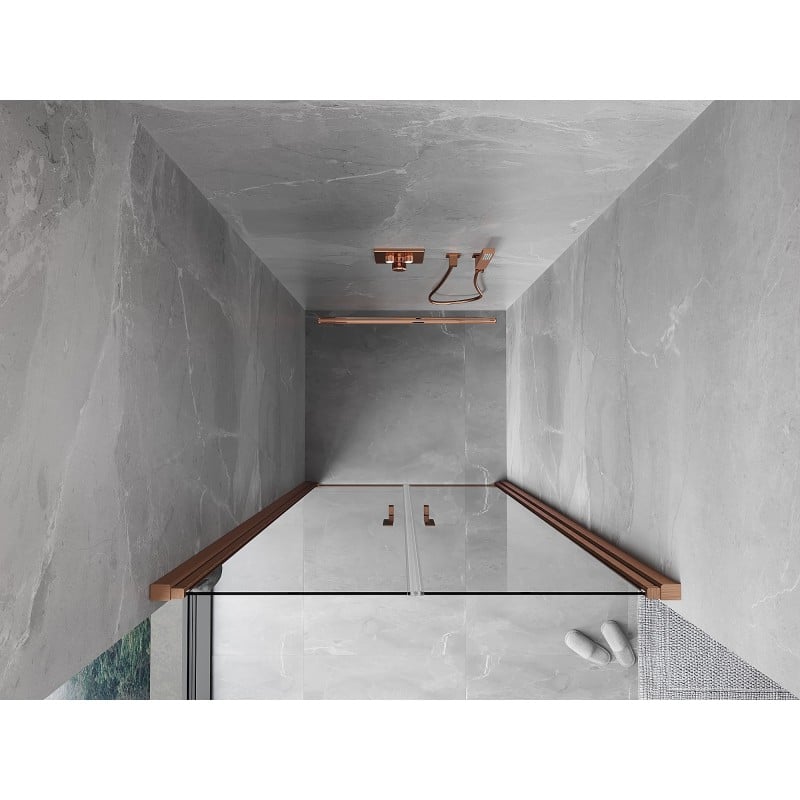 Mexen Mist Duschpendeltür 95 cm, transparent, gebürstetes Kupfer - 8A7-095-000-65-00