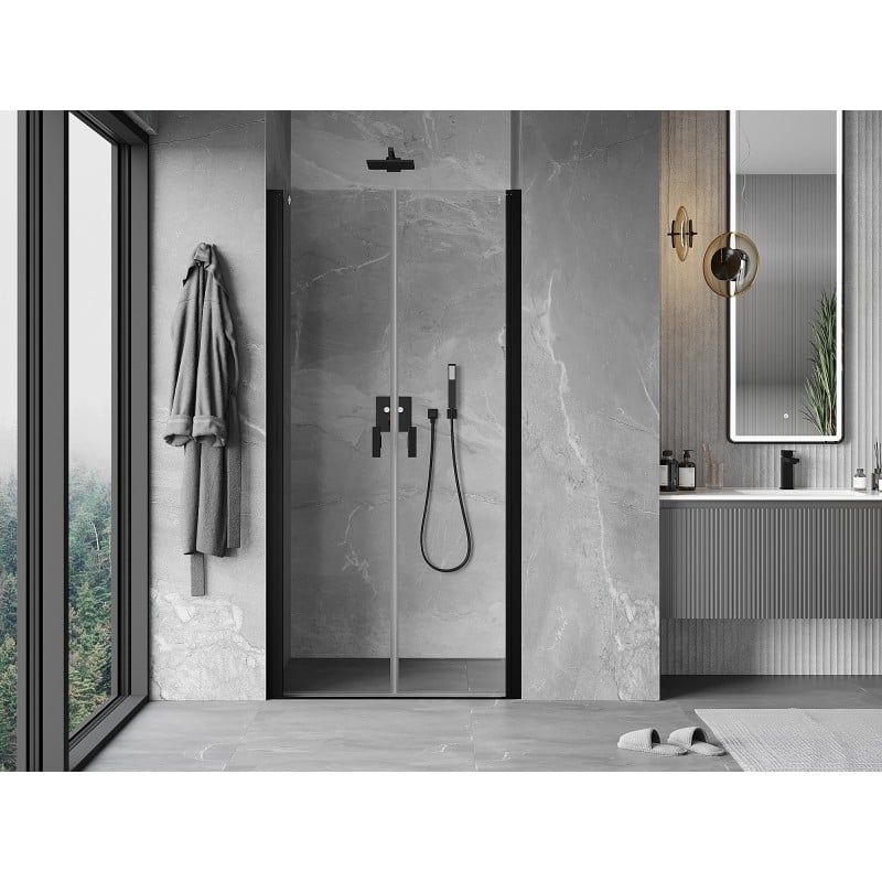 Mexen Mist Duschdrehtür 95 cm, transparent, schwarz - 8A7-095-000-70-00