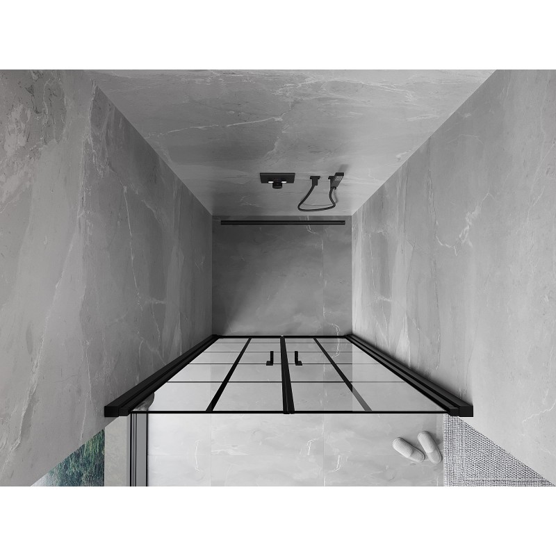 Mexen Mist Duschdrehtür 70 cm, schwarzes Gitter, schwarz - 8A7-070-000-70-77