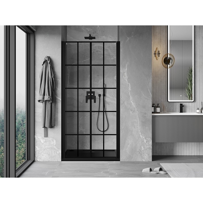 Mexen Mist Duschdrehtür 70 cm, schwarzes Gitter, schwarz - 8A7-070-000-70-77