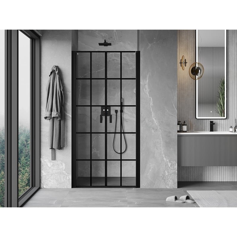 Mexen Mist Duschdrehtür 80 cm, schwarzes Raster, schwarz - 8A7-080-000-70-77