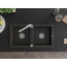 Mexen Mario Granitspüle 2-Kammer mit Küchenarmatur Rita, schwarz/gold metallic - 6504-75-670300-00