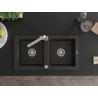 Mexen Mario Granitspüle 2-Kammern mit Küchenarmatur Rita, Schwarz/Gold Metallic - 6504-75-670300-00