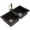 Mexen Mario Granit-Spüle 2-Kammern mit Küchenarmatur Rita, schwarz - 6504-77-670300-50