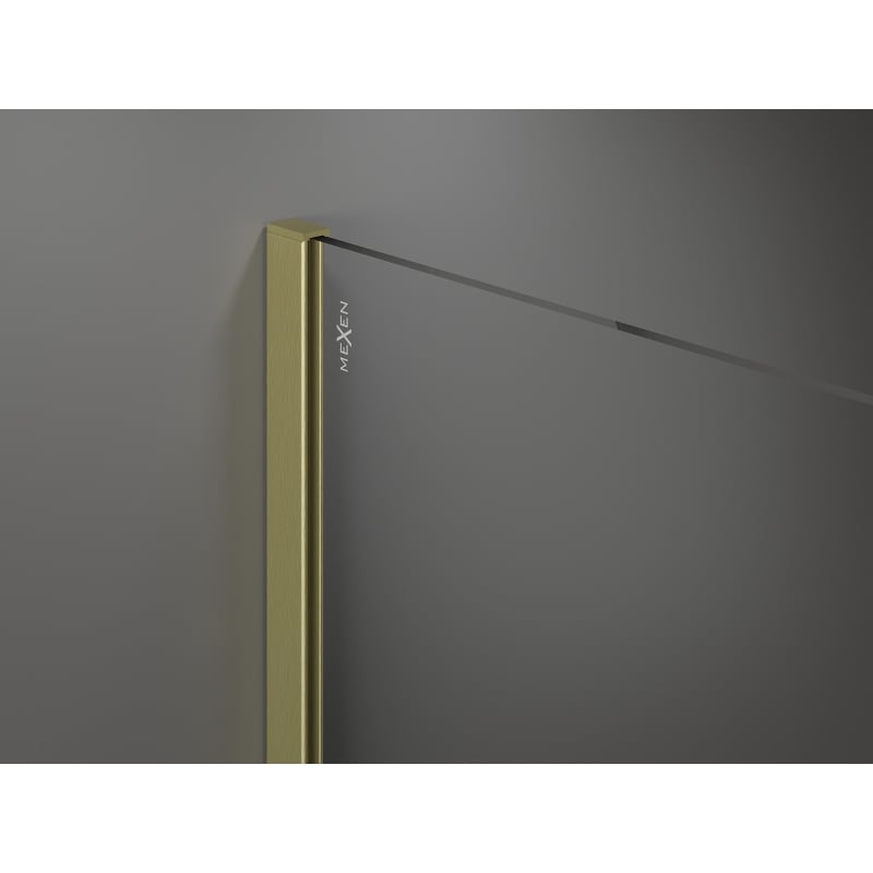 Mexen Kioto Duschwand Walk-in 80 x 200 cm, weißer Ombre 8 mm, gebürstetes Gold - 800-080-101-55-86