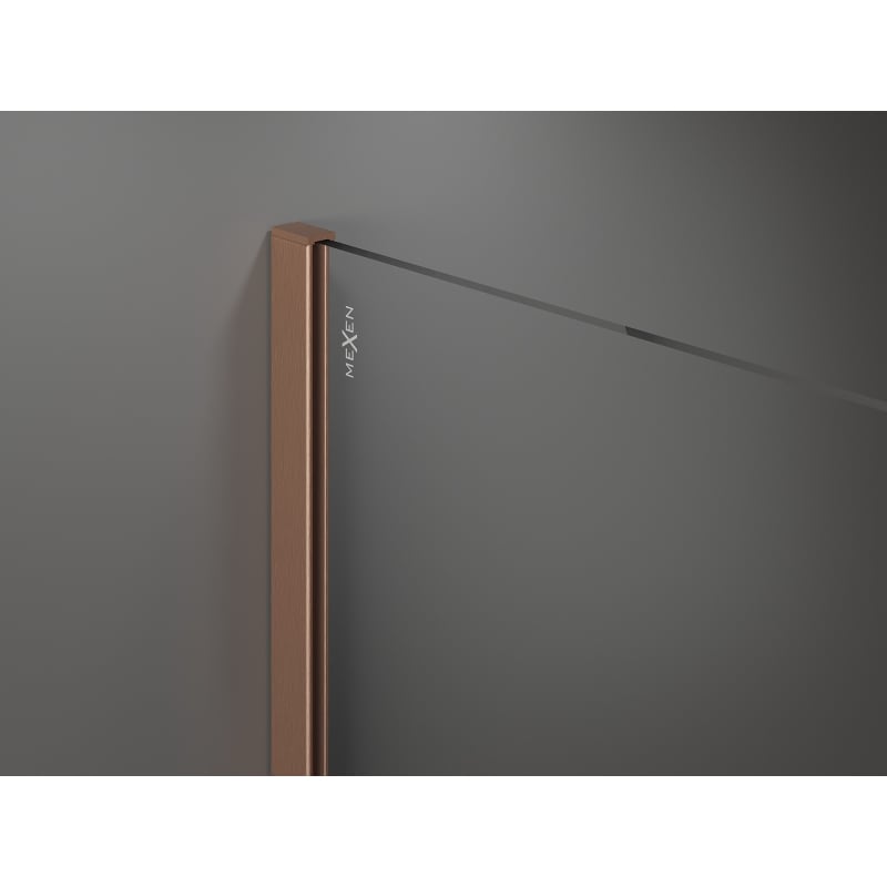 Mexen Kioto Duschwand Walk-in 140 x 200 cm, weißer Ombre 8 mm, gebürstetes Kupfer - 800-140-101-65-86
