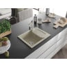 Mexen Enzo Granitspüle 1-beckig mit Abtropffläche und Küchenarmatur Rita, beige - 6506-69-670300-00