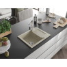 Mexen Enzo Granitspüle 1-fach mit Abtropffläche und Küchenarmatur Rita, beige - 6506-69-670300-00