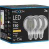 Mexen Vintis 3x LED-Filamentlampe E27, G80, 2W, Warm - 2200K, 150 lm, Rauch - L155-E27-0222-70x03