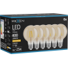 Mexen Vintis 6x LED-Filamentlampe E27, G80, 4W, Warm - 2200K, 400 lm, Bernstein - L155-E27-0422-50x06