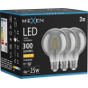 Mexen Vintis 3x LED-Filament-Glühbirne E27, G80, 4W, Warm - 2700K, 300 lm, rauch - L155-E27-0427-70x03