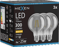 Mexen Vintis 3x LED-Filament-Glühbirne E27, G80, 4W, Warm - 2700K, 300 lm, rauch - L155-E27-0427-70x03
