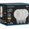 Mexen Vintis 3x LED-Filamentlampe E27, G80, 6W, Warm - 2700K, 720 lm, klar - L155-E27-0627-00x03