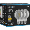 Mexen Vintis 3x LED-Filament-Glühbirne E27, G80, 6W, Warm - 2700K, 510 lm, Rauch - L155-E27-0627-70x03