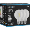 Mexen Vintis 3x LED-Filament-Glühbirne E27, G80, 6W, Neutral - 4000K, 720 lm, klar - L155-E27-0640-00x03