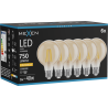 Mexen Vintis 6x LED-Filament-Glühbirne E27, G80, 8W, Warm - 2200K, 750 lm, bernsteinfarben - L155-E27-0822-50x06