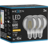 Mexen Vintis 3x LED-Filament-Glühbirne E27, G80, 8W, Warm - 2200K, 600 lm, Rauch - L155-E27-0822-70x03