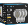 Mexen Vintis 3x LED-Filament-Glühbirne E27, G80, 8W, Warm - 2700K, 680 lm, Rauch - L155-E27-0827-70x03