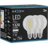 Mexen Vintis 3x LED-Filament-Glühbirne E27, G80, 10W, Neutral - 4000K, 1320 lm, klar - L155-E27-1040-00x03