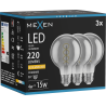 Mexen Vintis 3x LED-Filament-Glühlampe Spirale E27, G80, 4W, Warm - 2200K, 220 lm, smoke - L165-E27-0422-70x03