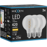 Mexen Vintis 3x LED-Filament-Glühbirne Spirale E27, G80, 4W, Warm - 2700K, 420 lm, klar - L165-E27-0427-00x03