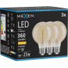 Mexen Vintis 3x LED-Filament-Spirale Glühbirne E27, G80, 4W, Warm - 2700K, 360 lm, Amber - L165-E27-0427-50x03