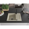 Mexen Enzo Granitspüle 1-Becken mit Abtropffläche und Küchenarmatur Rita, beige - 6506-69-670300-70