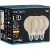 Mexen Vintis 3x LED-Filamentlampe Spirale E27, G80, 6W, Warm - 2700K, 530 lm, bernstein - L165-E27-0627-50x03