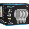 Mexen Vintis 3x LED-Filament-Spirale-Glühbirne E27, G80, 6W, Warm - 2700K, 400 lm, Rauch - L165-E27-0627-70x03
