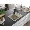 Mexen Enzo Granitspüle 1-Becken mit Abtropffläche und Küchenarmatur Rita, beige - 6506-69-670300-70