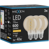 Mexen Vintis 3x LED-Filament-Spirale Leuchtmittel E27, G80, 8W, Warm - 2200K, 600 lm, Amber - L165-E27-0822-50x03