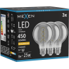 Mexen Vintis 3x LED Filament Glühbirne Spirale E27, G80, 8W, Warm - 2200K, 450 lm, Smoke - L165-E27-0822-70x03