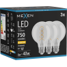 Mexen Vintis 3x LED-Filament-Glühbirne Spirale E27, G80, 8W, Warm - 2700K, 750 lm, klar - L165-E27-0827-00x03
