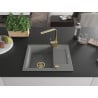 Mexen Enzo 1-Kammer Granitspüle mit Abtropffläche und Küchenarmatur Rita, grau - 6506-71-670300-50