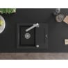 Mexen Enzo Granitspüle 1-Becken mit Abtropffläche und Küchenarmatur Rita, schwarz/silber-matt - 6506-73-670300-00