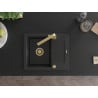 Mexen Enzo Granitspüle 1-beckig mit Abtropffläche und Küchenarmatur Rita, schwarz/silber metallic - 6506-73-670300-50