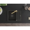 Mexen Enzo Granitspüle 1-beckig mit Abtropffläche und Küchenarmatur Rita, schwarz/gold Metallic - 6506-75-670300-50-B
