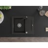 Mexen Enzo Granitspüle 1-Becken mit Abtropffläche und Küchenarmatur Rita, schwarz/gold metallic - 6506-75-670300-70